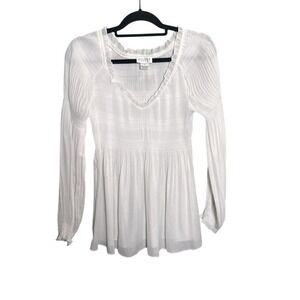 Allison Taylor White Blouse with Ruffle Trim Cottagecore